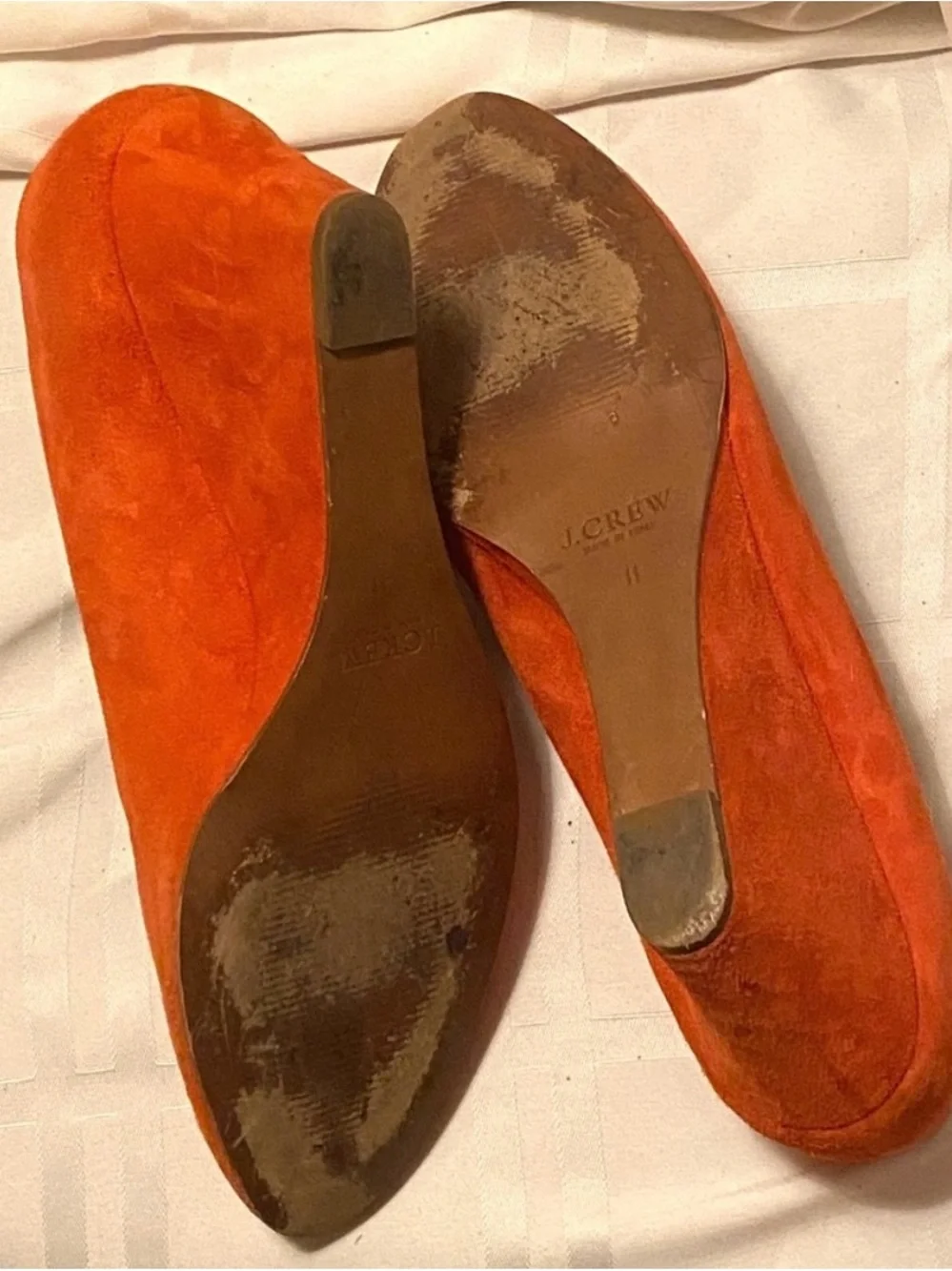 J Crew Orange Suede Wedge Pumps